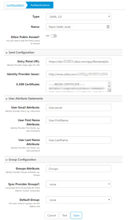 “SAML Configuration”