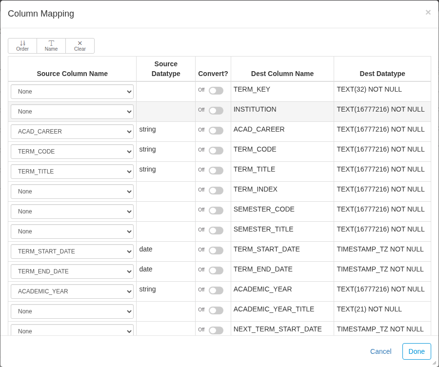 Column Mapping