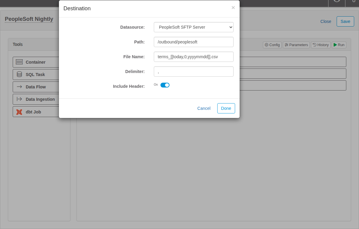 SSH/SFTP Destination