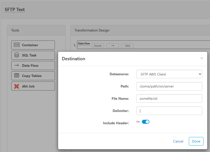 SSH/SFTP Destination