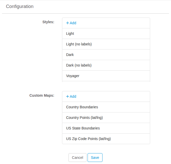 Manage map styles or data points